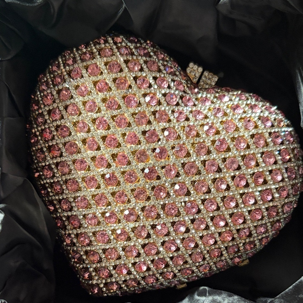 Hand Placed Crystal and Pink Jewel Handbag Clutch | NWOT | OS